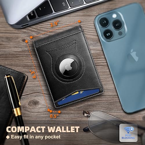 KEMISANT Mens Wallet For Airtag or Standard Use, Slim Front Pocket Wallet for Gift Men 11 Cards RFID Blocking - Image 5