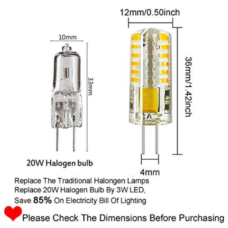 RAYHOO 10pcs G4 LED Bulbs JC Bi-Pin Base Light Bulbs 3W AC/DC 12V 20W-30W T3 Halogen Bulb Replacement Landscape Bulbs Warm White 3000K - Image 2