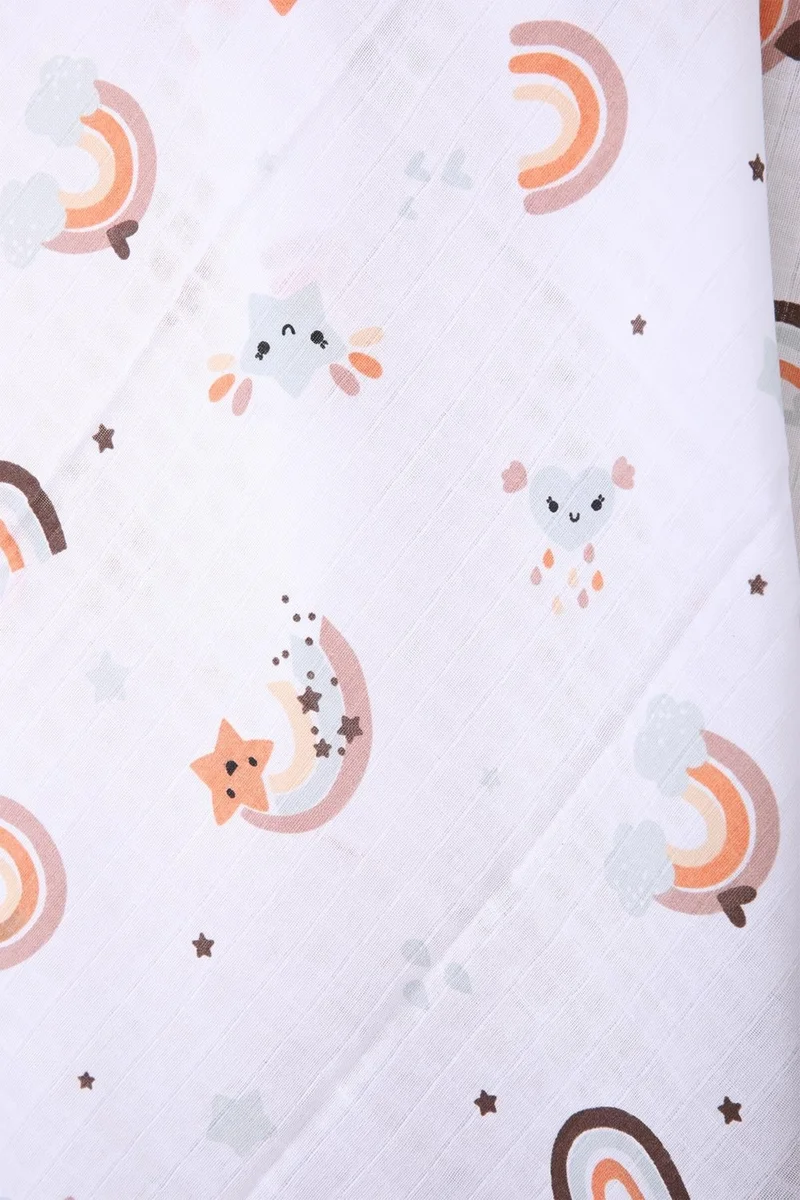 بيبي هولا Muslin Cover 85 x 90 cm Rainbow Pattern Organic Gift Breastfeeding Bottom Opening Newborn Stroller Cover