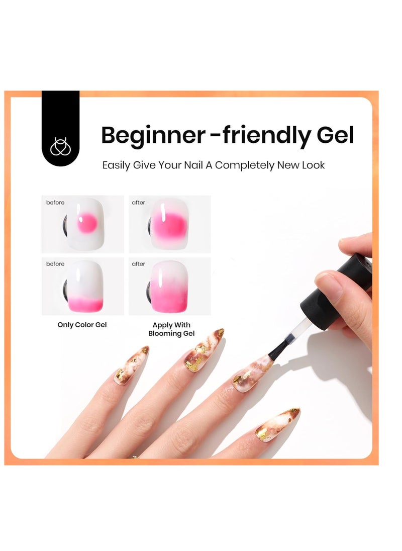beetles Gel Polish Beetles Nail Blooming Gel 15ml Clear Uv Led Blossom Gel Polish for Spreading Effect Marble Natural Stone Watercolor Floral Print Soak off Nail Gel Diy Nail Art Design Manicure Gift for Women  - Image 3