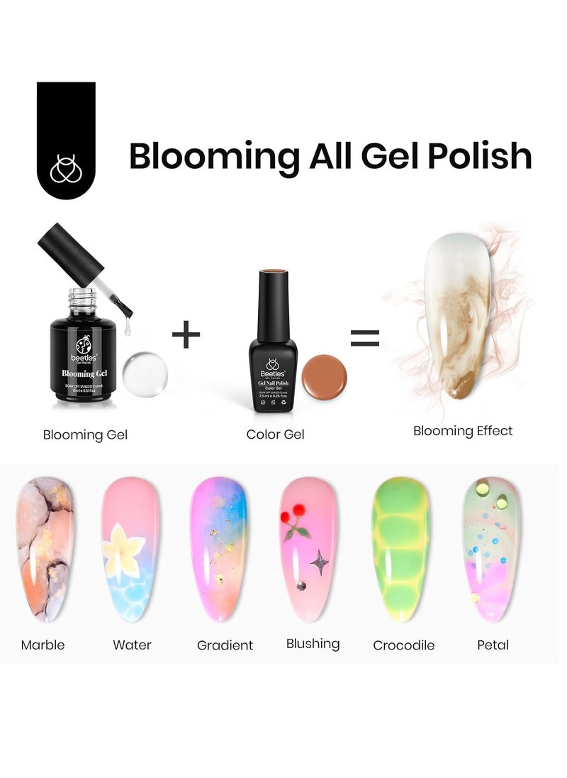 beetles Gel Polish Beetles Nail Blooming Gel 15ml Clear Uv Led Blossom Gel Polish for Spreading Effect Marble Natural Stone Watercolor Floral Print Soak off Nail Gel Diy Nail Art Design Manicure Gift for Women  - Image 4
