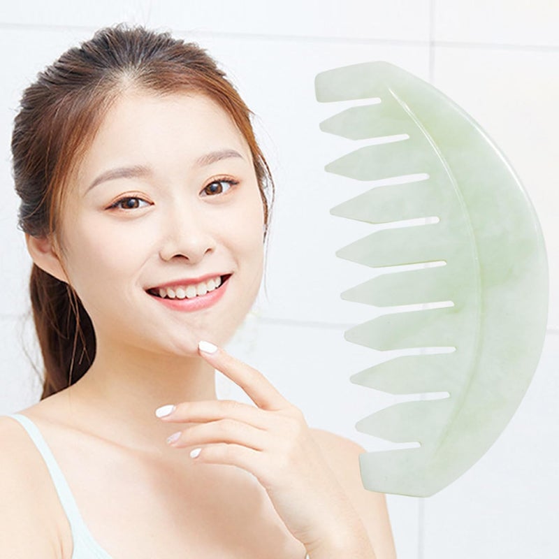BoAn Natural Jade Head Massager 2 Pcs MultiFunctional Massager for Head Caring and Acupoint Treatment Guasha Scraping Scalp Comb - Image 4
