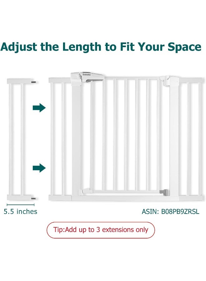 BABELIO Metal Baby Gate Extender, 5.5inch (14cm) White Baby Gates Extension Extra Wide Accessories for Stairs & Doorways, NO Need Tools NO Drilling,30" Tall - Image 2