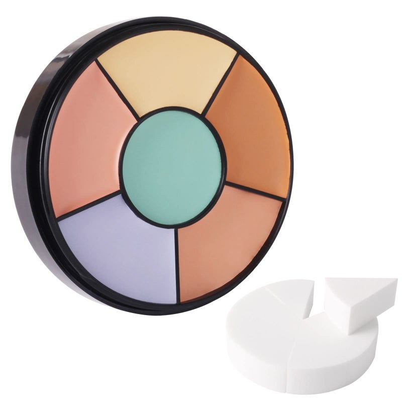 MEICOLY Face Color Correcting Palette, 6 Colors Correctors,Cream Concealer Camouflage Makeup Palette with 8 pcs White Makeup Sponges,Conceals Dark Circles, Blemishes, and Redness,Cruelty Free - Image 1