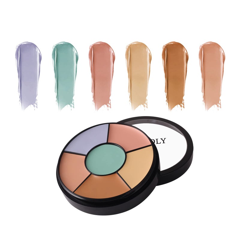 MEICOLY Face Color Correcting Palette, 6 Colors Correctors,Cream Concealer Camouflage Makeup Palette with 8 pcs White Makeup Sponges,Conceals Dark Circles, Blemishes, and Redness,Cruelty Free - Image 2