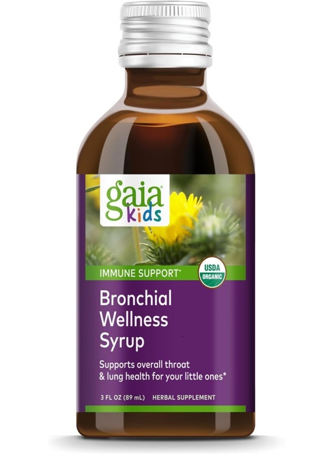 Gaia Herbs Kids Bronchial Wellness Syrup 89ml |For Immune Support, Overall Throat & Lung Health Support | USDA Organic, 3 fl oz - Image 1