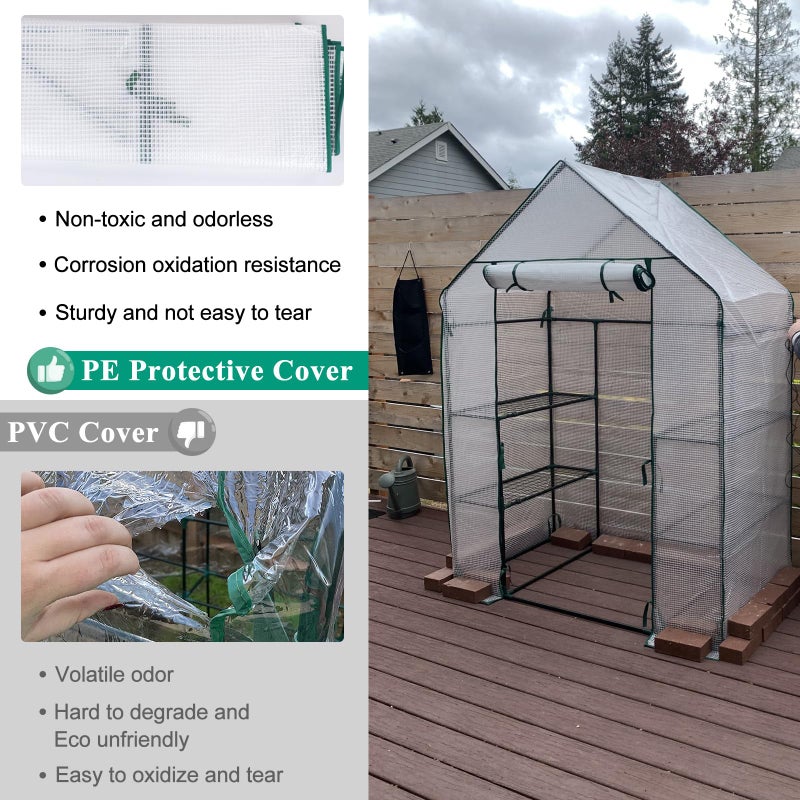 SV SCOOL VALUE Greenhouse, Portable Mini Walk-in Green House for Outdoors with Roll-up Zipper Door, Anchors, and UV-Resistant Cover - Image 3