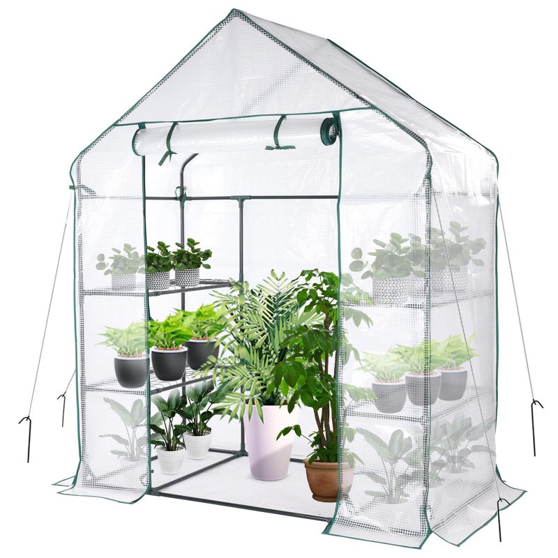 SV SCOOL VALUE Greenhouse, Portable Mini Walk-in Green House for Outdoors with Roll-up Zipper Door, Anchors, and UV-Resistant Cover - Image 1