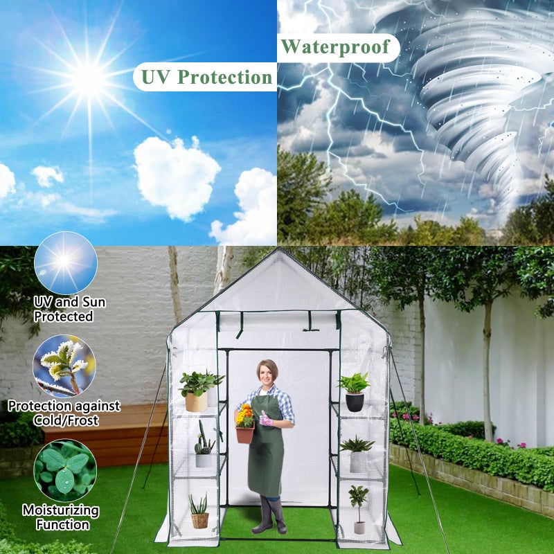 SV SCOOL VALUE Greenhouse, Portable Mini Walk-in Green House for Outdoors with Roll-up Zipper Door, Anchors, and UV-Resistant Cover - Image 2