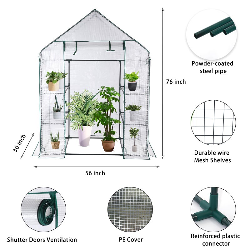 SV SCOOL VALUE Greenhouse, Portable Mini Walk-in Green House for Outdoors with Roll-up Zipper Door, Anchors, and UV-Resistant Cover - Image 4