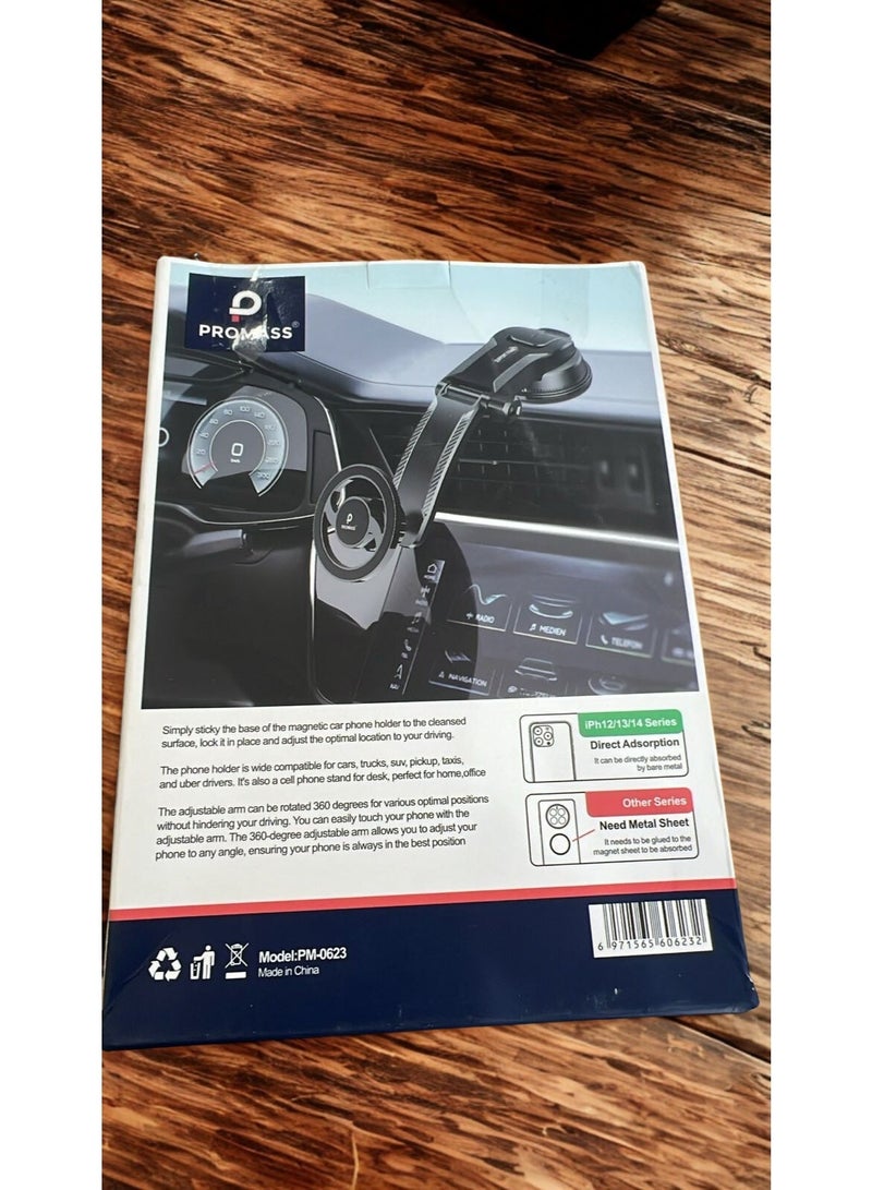 Promass Magnetic Car Phone Holder, Strong Adsorption, 360° Rotation, MagSafe Compatible, Model PM-0623 - Image 2