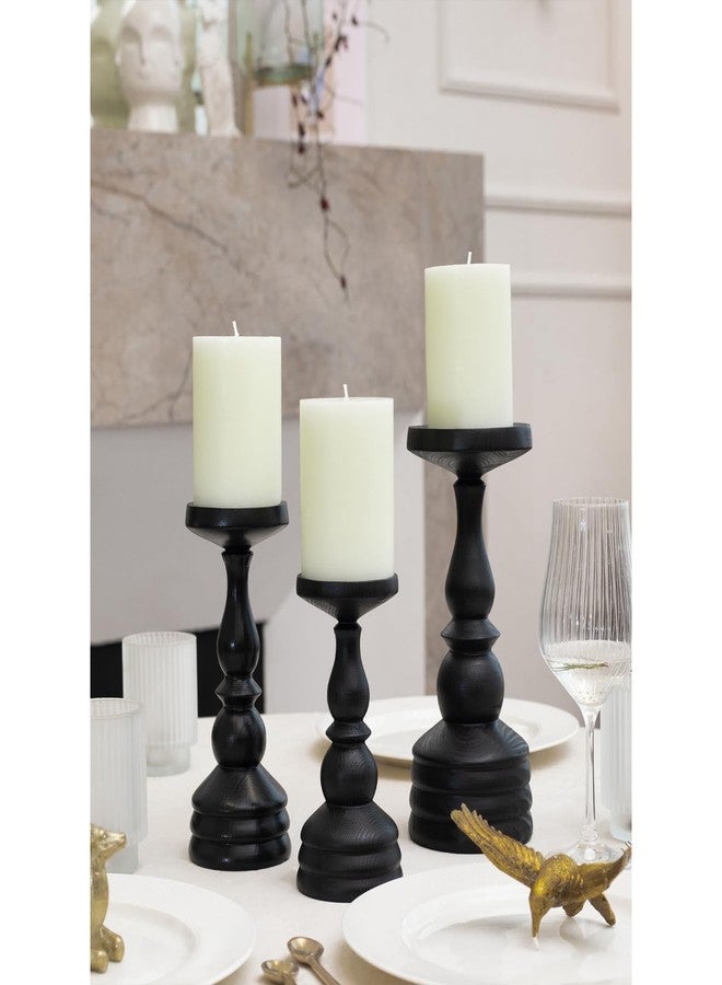CANDWAX 3x4 inch Pillar Candles Set of 3 – Unscented Dripless Rustic Ivory Candles for Home Decor, Weddings, Table Settings - Image 3