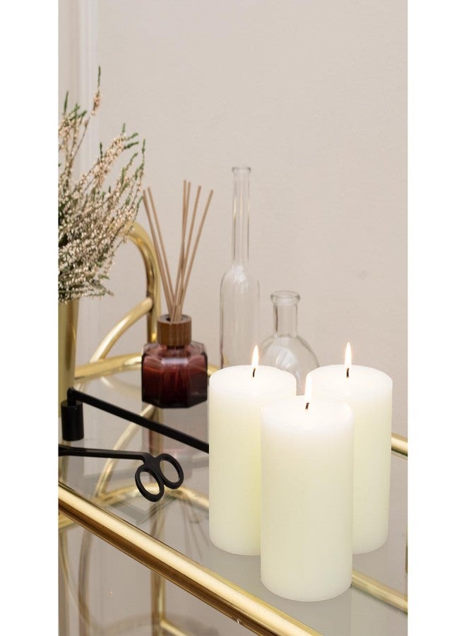 CANDWAX 3x4 inch Pillar Candles Set of 3 – Unscented Dripless Rustic Ivory Candles for Home Decor, Weddings, Table Settings - Image 5