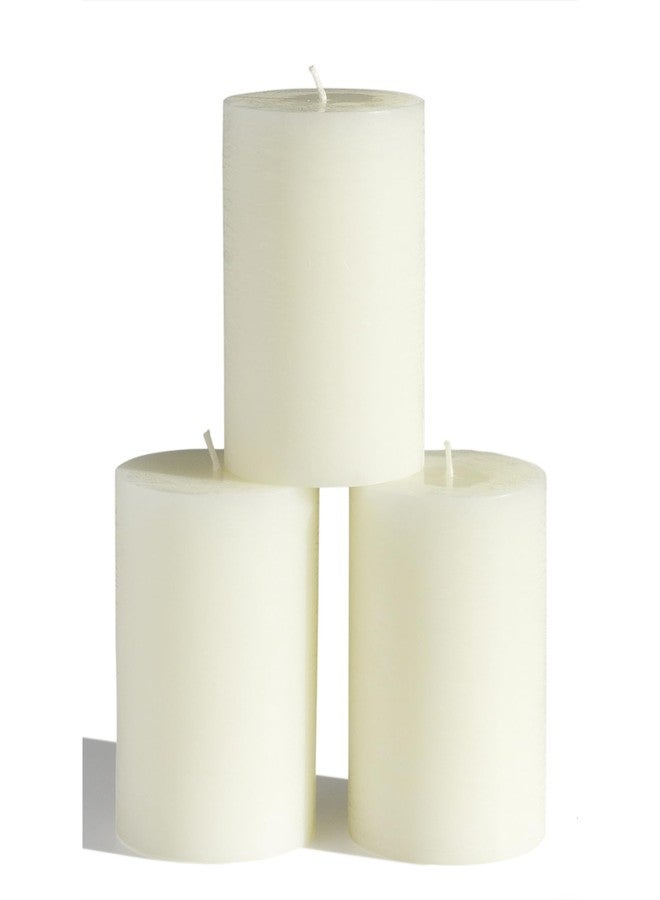 CANDWAX 3x4 inch Pillar Candles Set of 3 – Unscented Dripless Rustic Ivory Candles for Home Decor, Weddings, Table Settings - Image 1