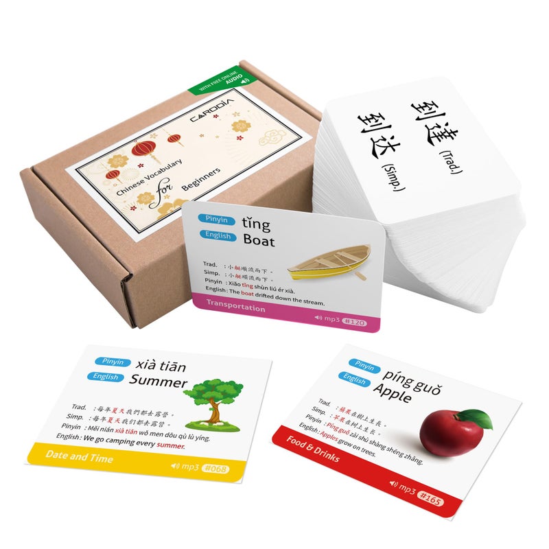 CARDDIA Chinese Mandarin Vocabulary Flashcards for Beginners Traditional and Simplified Chinese with Example Sentences and Audio MP3 - Image 3