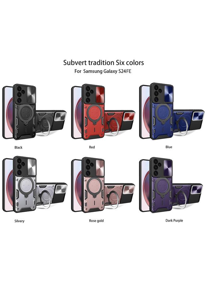 S-TOP Case For Samsung Galaxy S24 FE 5G CD Texture Sliding Camshield Magnetic Holder Phone Case - Image 2