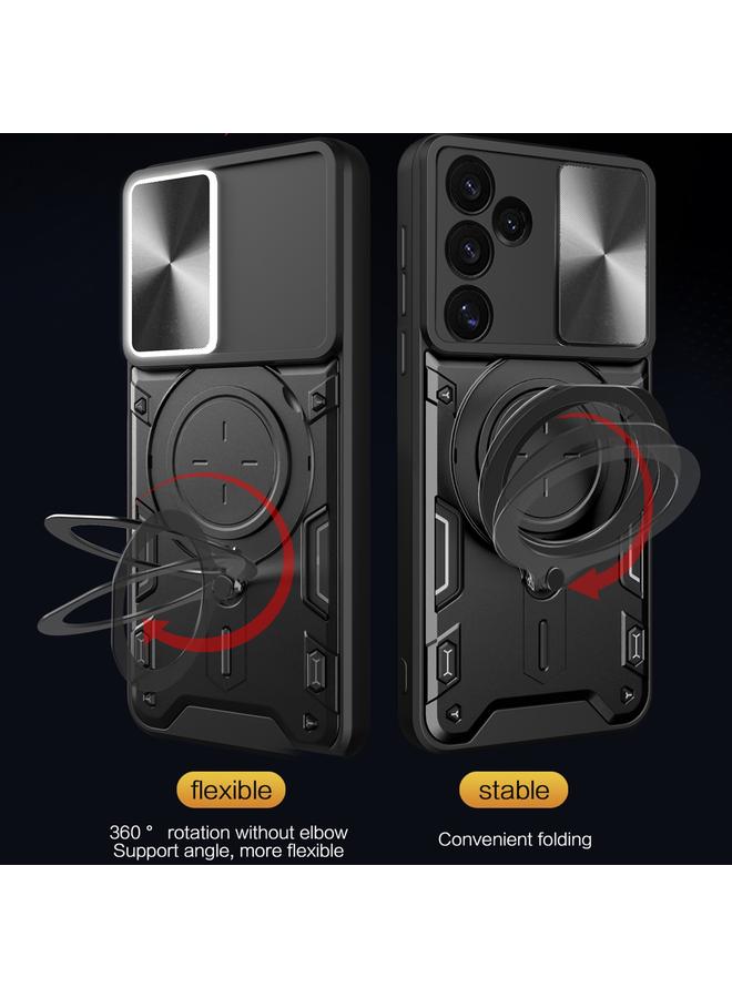 S-TOP Case For Samsung Galaxy S24 FE 5G CD Texture Sliding Camshield Magnetic Holder Phone Case - Image 5