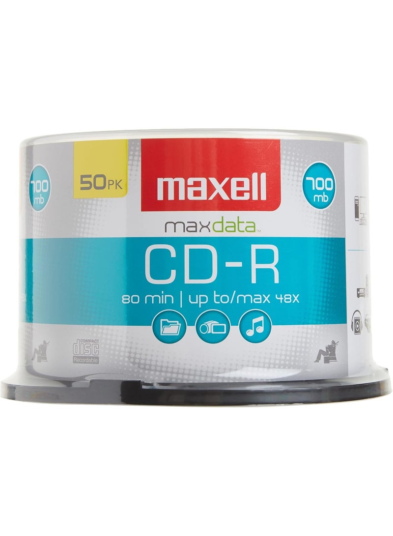 Maxell Maxell – MAX648250, Branded CD Recordable Media - Noise free Playback CDs 700Mb Storage – 2x to 48x, Write Speed with 80 min - Blank CDs, Storage & Reusable Spindle Case Holder - 50 Pk, Silver - Image 4