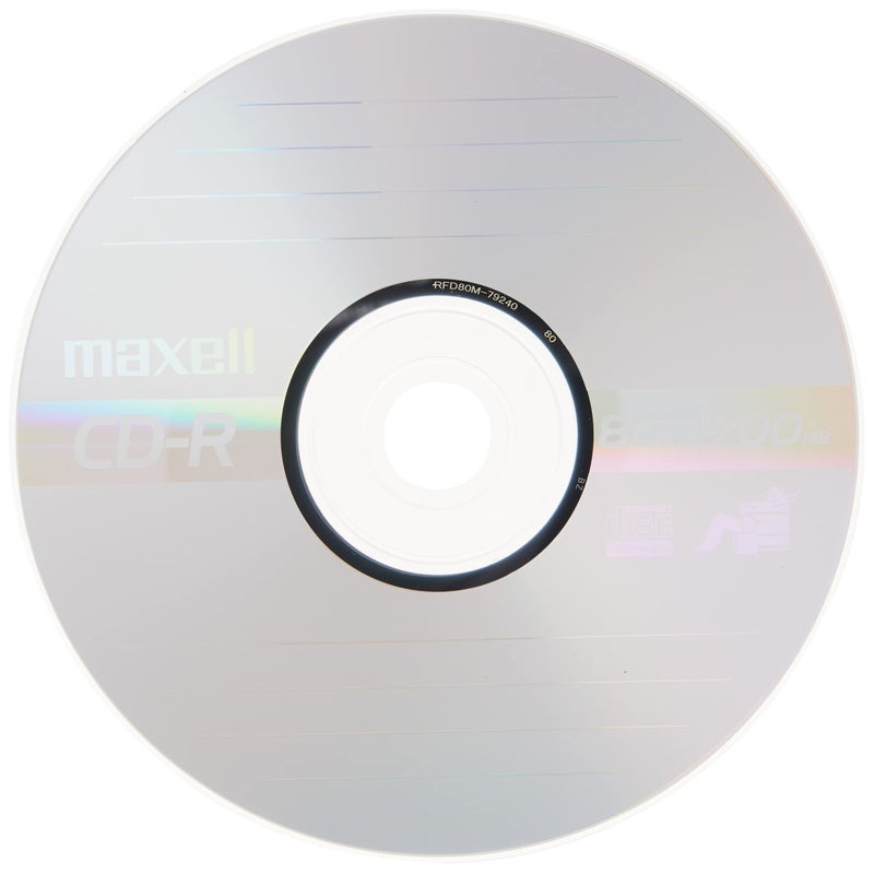 Maxell ماكسيل – MAX648250، وسائط تسجيل الأقراص المضغوطة ذات العلامة التجارية - أقراص تشغيل خالية من الضوضاء بسعة 700 ميجابايت - سرعة كتابة من 2x إلى 48x مع 80 دقيقة - أقراص فارغة، تخزين وحامل علبة قابلة لإعادة الاستخدام - 50 حزمة، فضي - Image 1