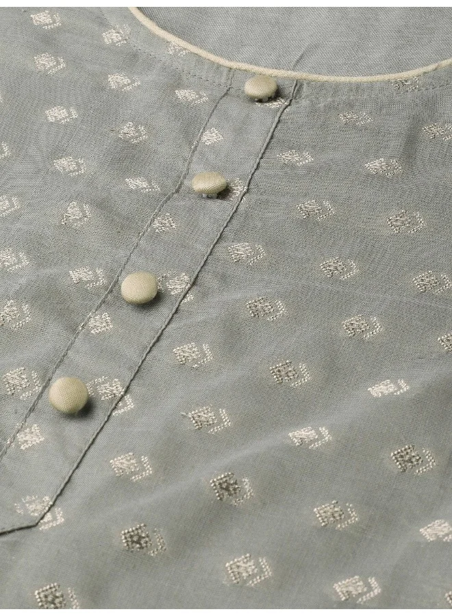 AKS AKS Couture Ethnic Motifs Woven Design Chanderi Silk Straight Kurta With Palazzos