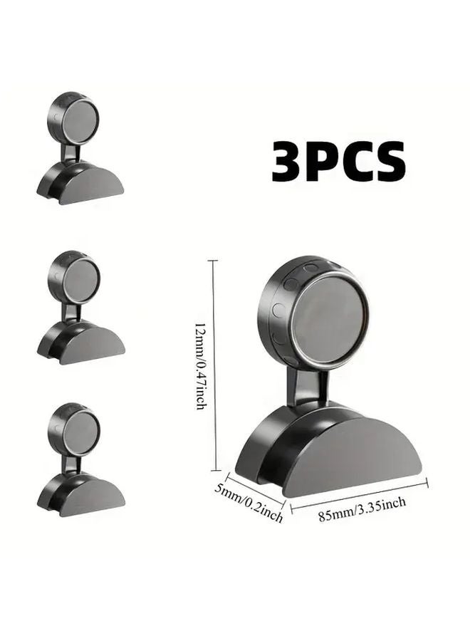 3PCS Black Wall Hooks No Installation Required Suction Mounted Shelves For Room Living Room - Image 1