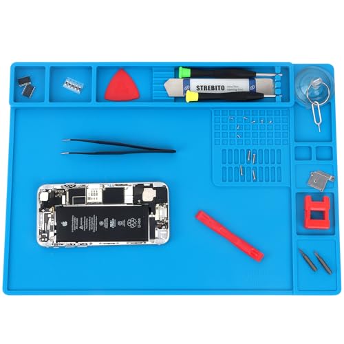 STREBITO Soldering Mat Electronics Repair Mat, Silicone Work Mat Heat Resistant 932°F, Magnetic Mat for Screws and Tools, Solder Mat Silicone Pad for Watch, Phone, Eyeglass, Knife, Size 13.8 "x 9.9" - Image 1