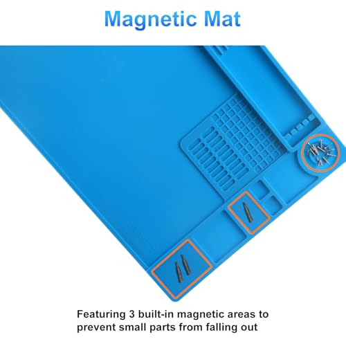 STREBITO Soldering Mat Electronics Repair Mat, Silicone Work Mat Heat Resistant 932°F, Magnetic Mat for Screws and Tools, Solder Mat Silicone Pad for Watch, Phone, Eyeglass, Knife, Size 13.8 "x 9.9" - Image 4