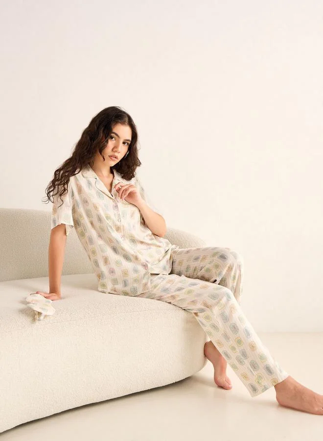 سبلاش فيڤ طقم بيجامة مع قميص مطبوع