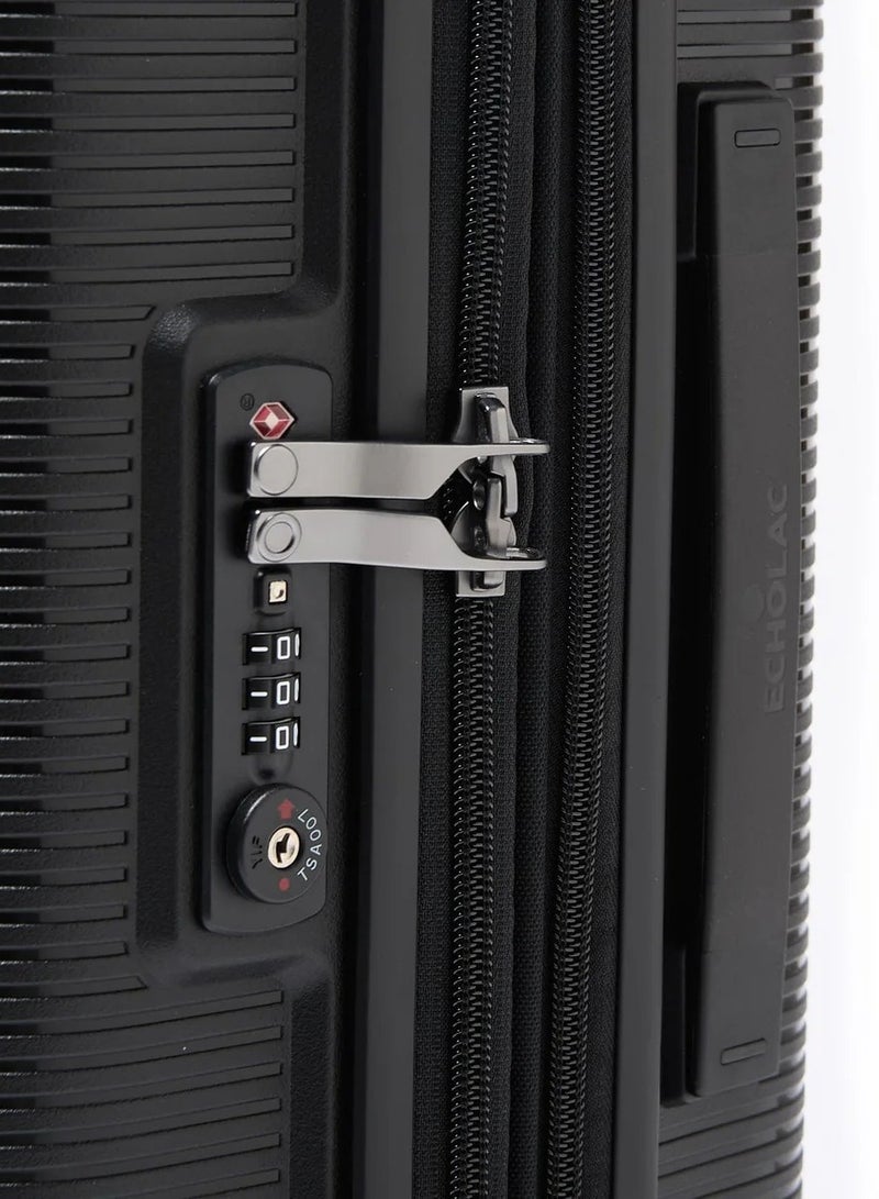 Echolac Forza 65cm Hardcase Expandable 4 Double Wheel Cabin Luggage Trolley - Black - Image 4