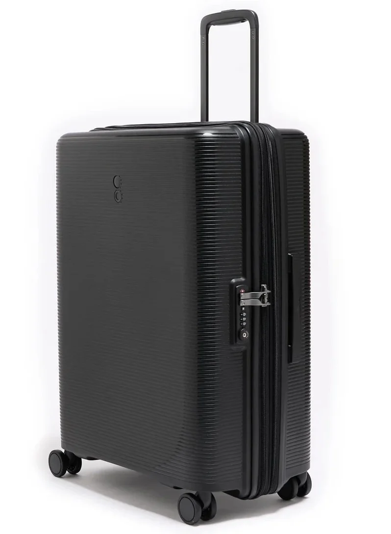 إيكولاك حقيبة ترولي كابينة فورزا 65 سم قابلة للتوسيع بعجلات مزدوجة - أسود
