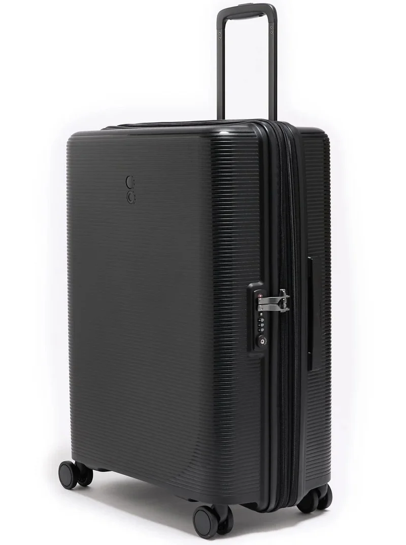 Echolac Forza 65 Cm Hardcase 4-Double Wheeled Expandable Cabin Luggage Trolley - Black