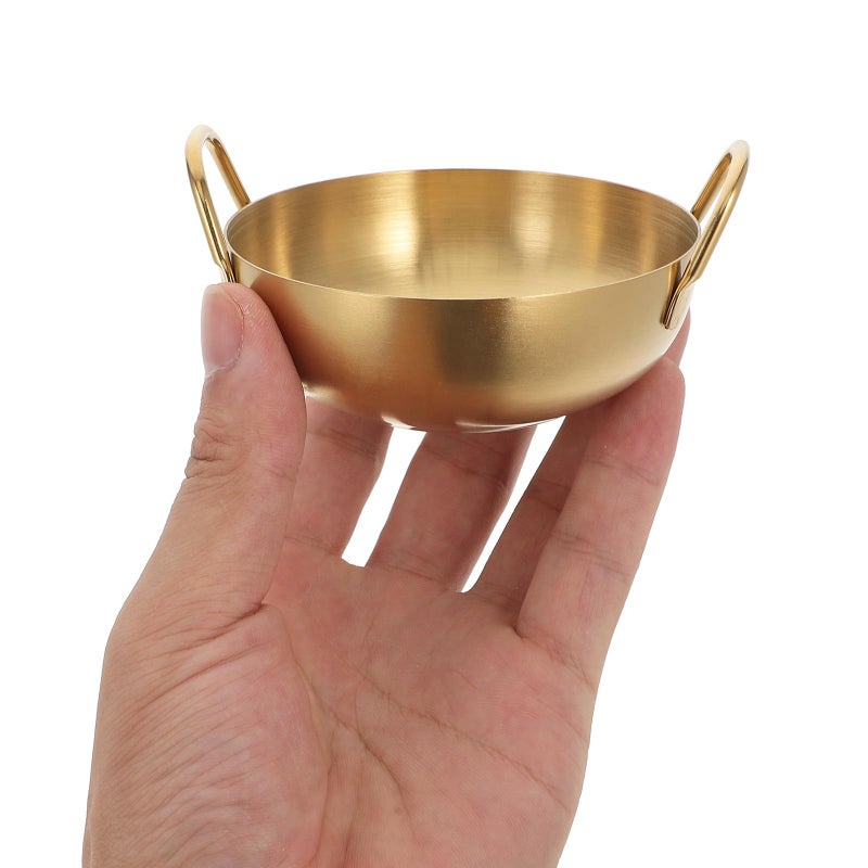 Gold Stainless Steel Double Handle Dipping Sauce Bowl 8 5cm Snack Dish Kitchen Servingware - Image 4
