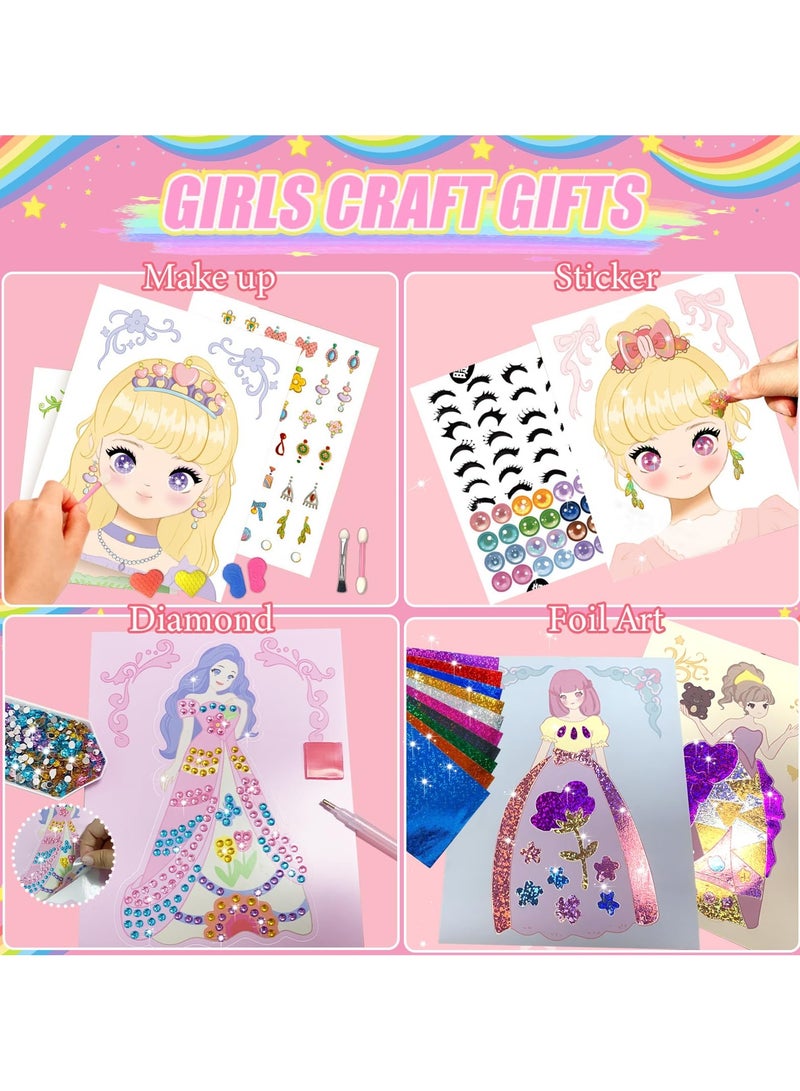 Mr. Penda 4-in-1 Paper Dress Up Craft Set Sticker Toy Make Up On Paper Play Diamond Painting Princess, Foil Fun, Sticker, Gift for Girls Age 3 4 5 6 7 8+ Year Old (Purple) - Image 3