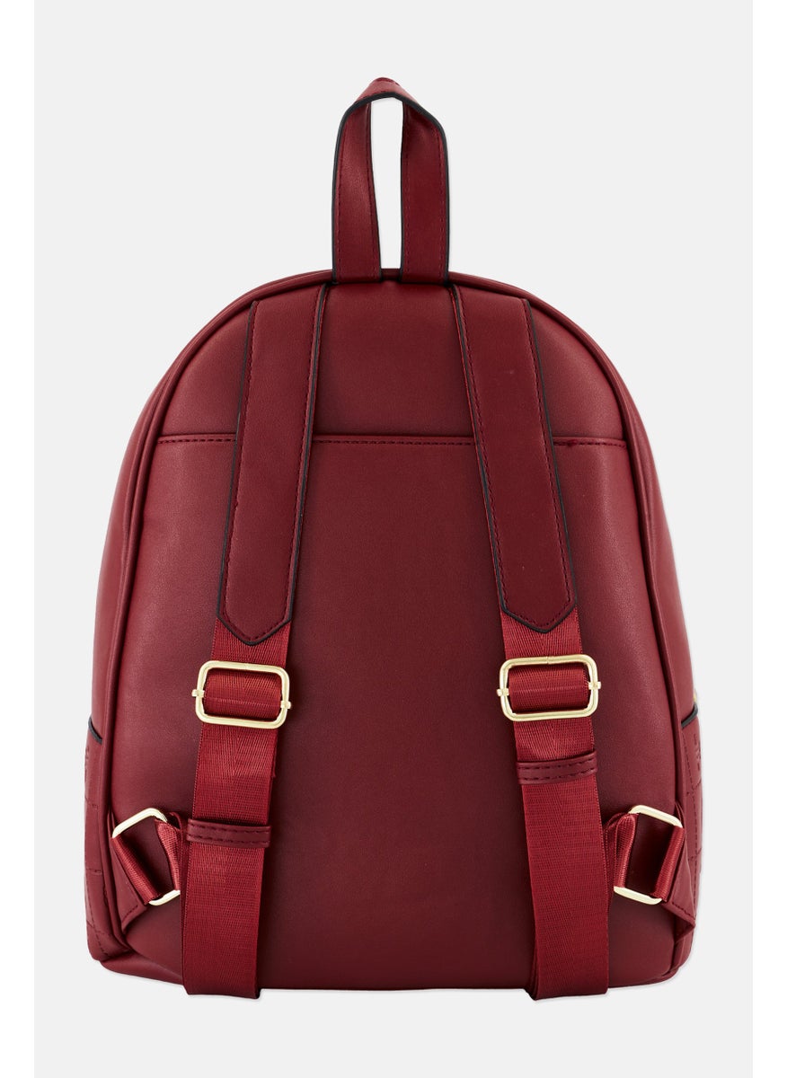 London Fog - Women Brand Logo Backpack 30 L x 35 H x 16 W cm, Maroon - Image 1