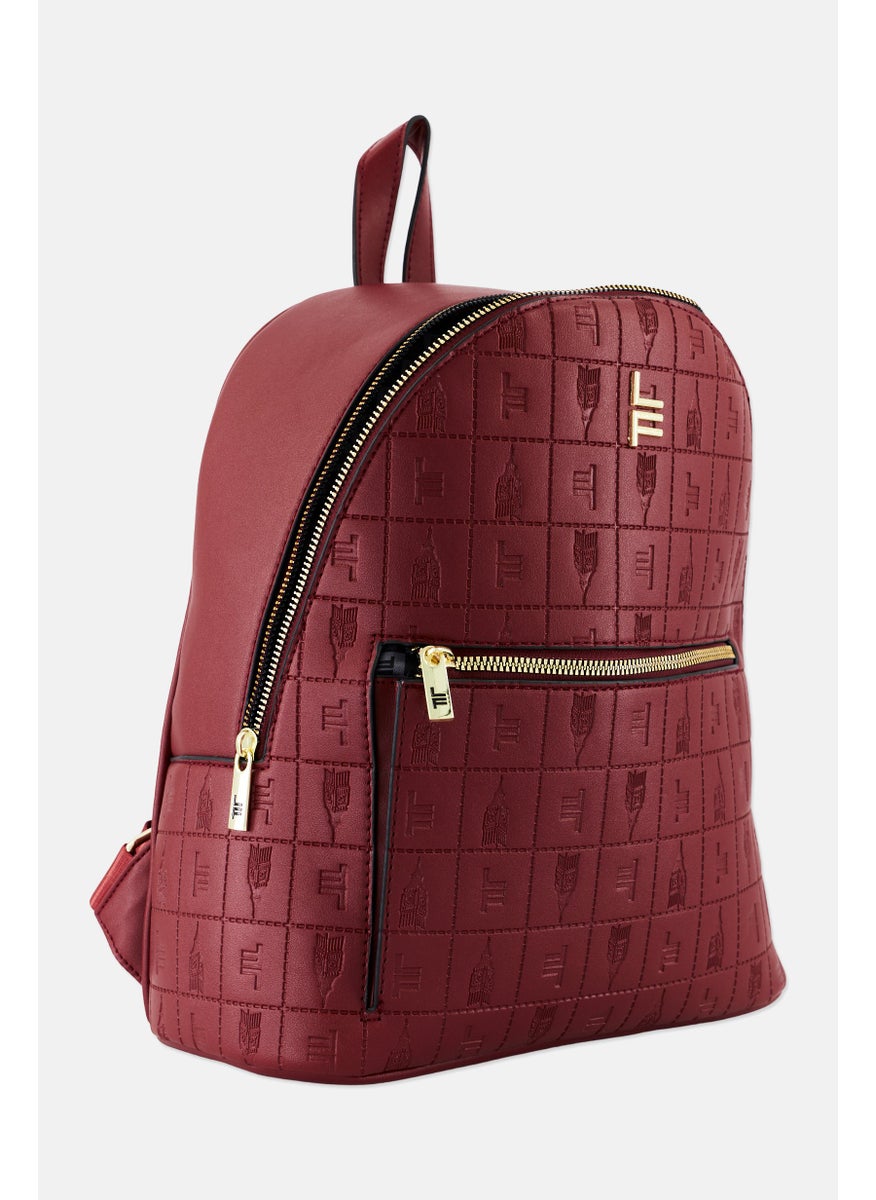 London Fog - Women Brand Logo Backpack 30 L x 35 H x 16 W cm, Maroon - Image 1
