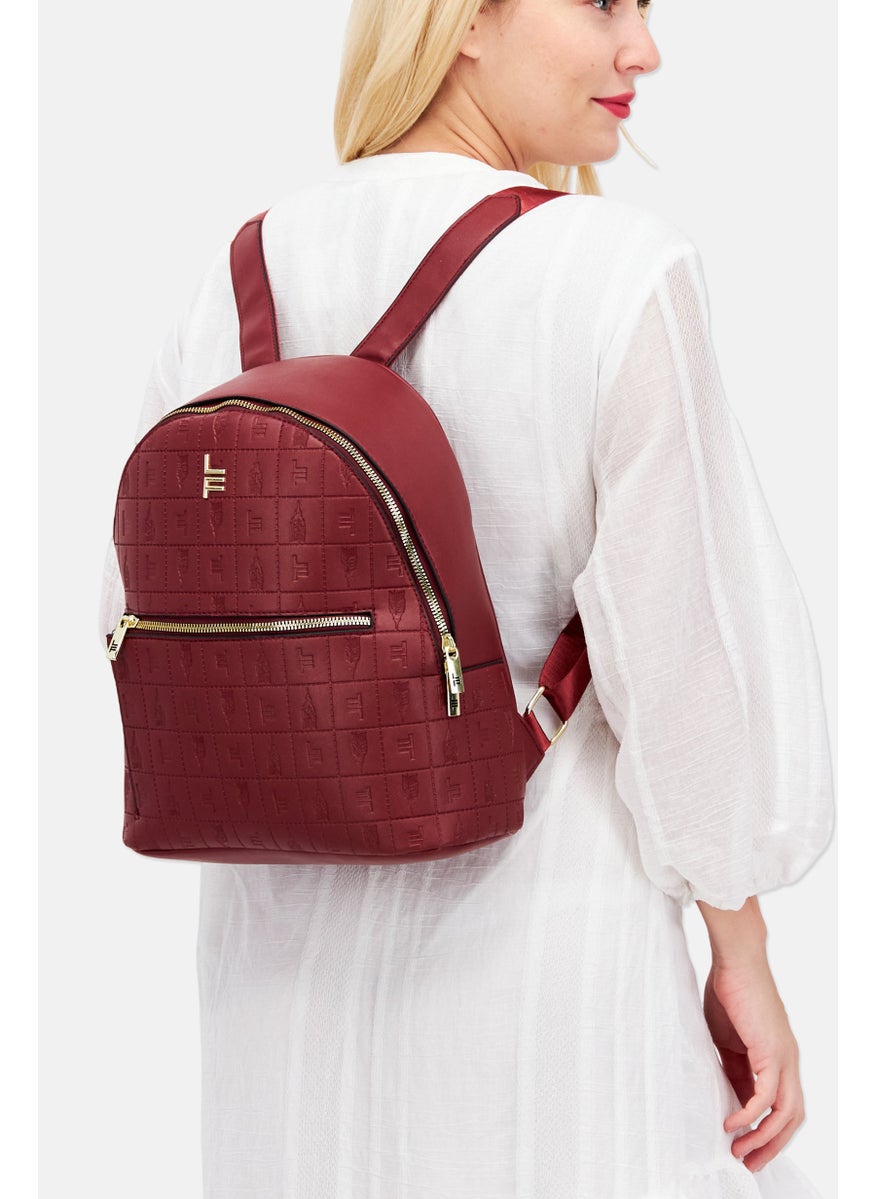 London Fog - Women Brand Logo Backpack 30 L x 35 H x 16 W cm, Maroon - Image 1