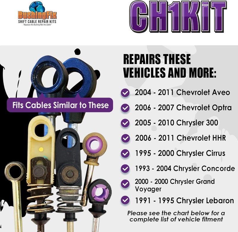 BushingFix.com BushingFix CH1Kit Transmission Shift Cable Bushing Repair Kit - Image 4