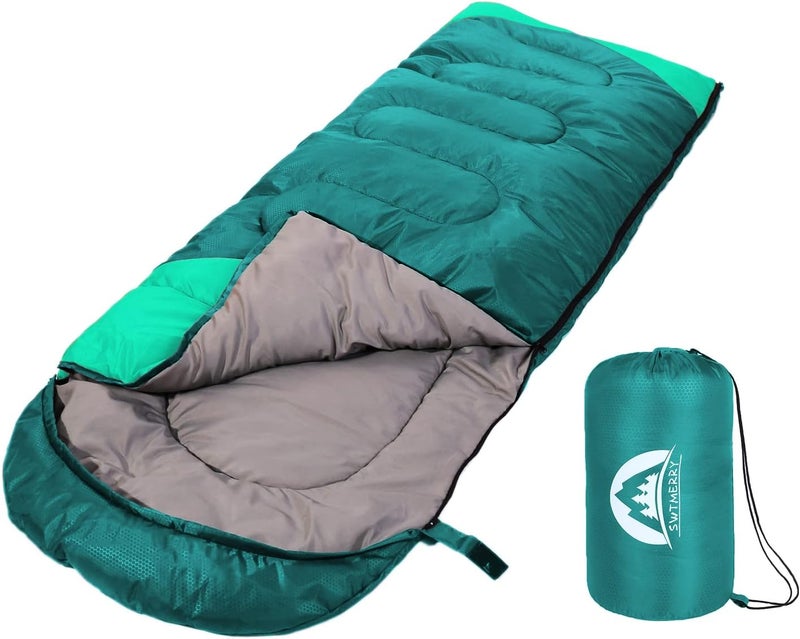SWTMERRY Sleeping Bag 3 Seasons (Summer, Spring, Fall) Warm & Cool Weather - Lightweight,Waterproof Indoor & Outdoor Use for Kids, Teens & Adults for Hiking and Camping - Image 1