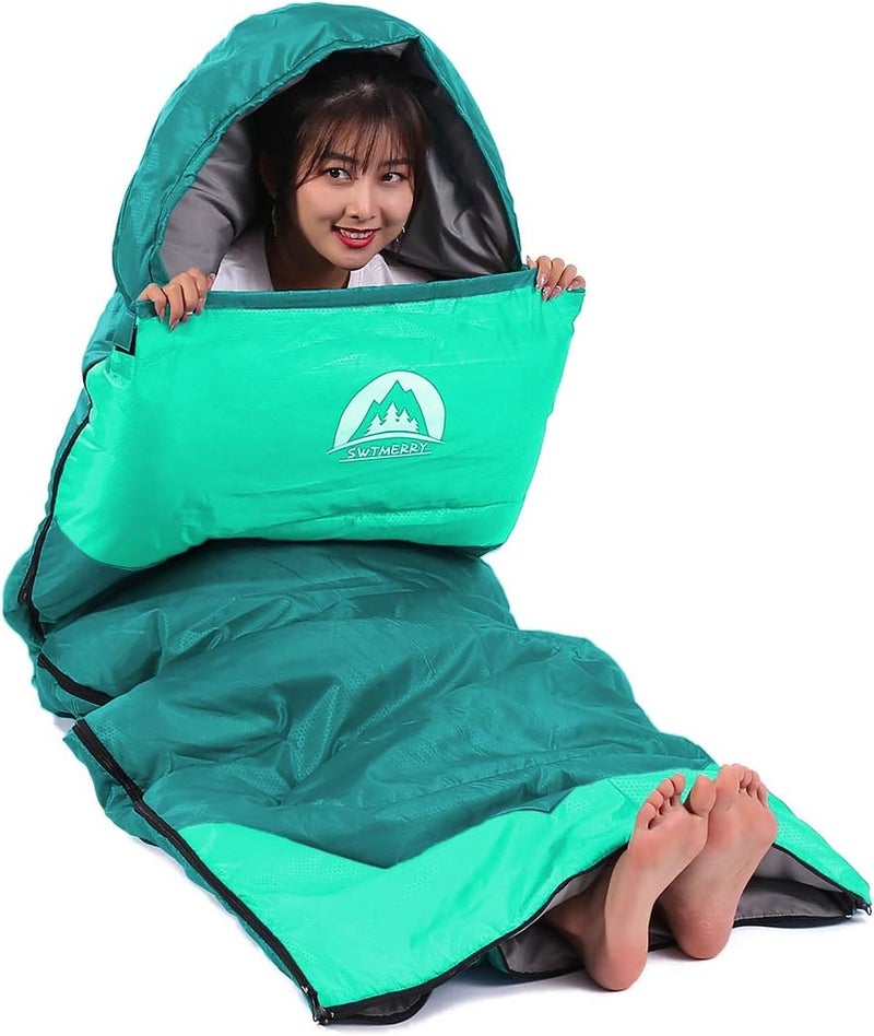 SWTMERRY Sleeping Bag 3 Seasons (Summer, Spring, Fall) Warm & Cool Weather - Lightweight,Waterproof Indoor & Outdoor Use for Kids, Teens & Adults for Hiking and Camping - Image 3
