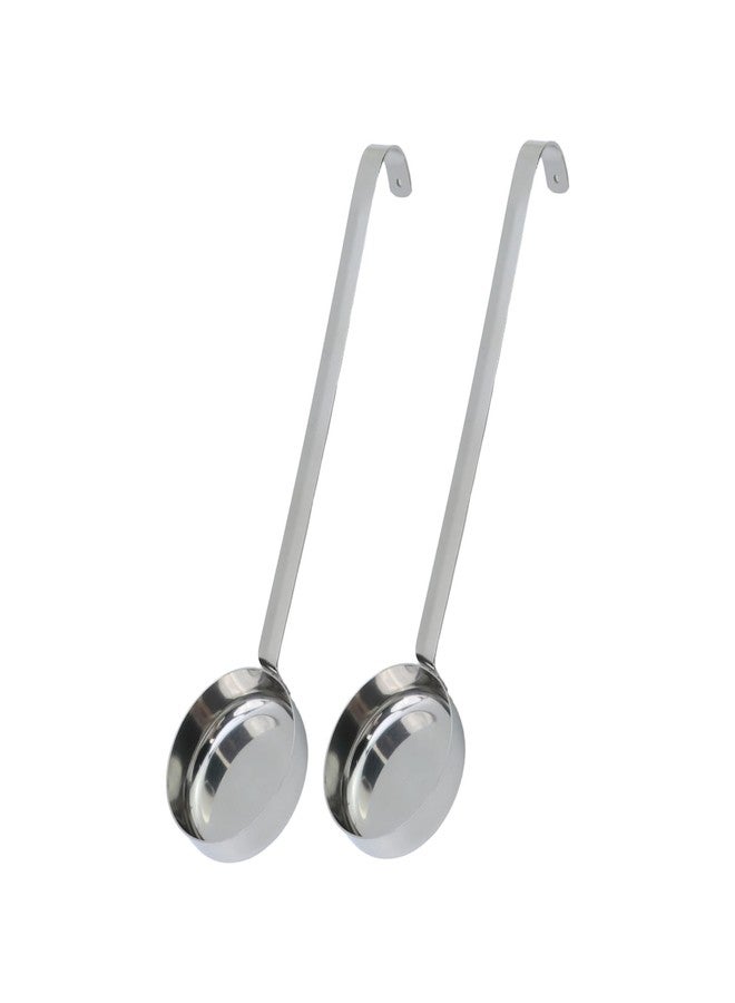 Tsnamay 2 Pcs 3 oz Silver 10.55 Inch Stainless Steel 201 Long Handle Cooking Spoon for Holding Food Kitchen Cooking Stirring Soup Spoon - Image 1