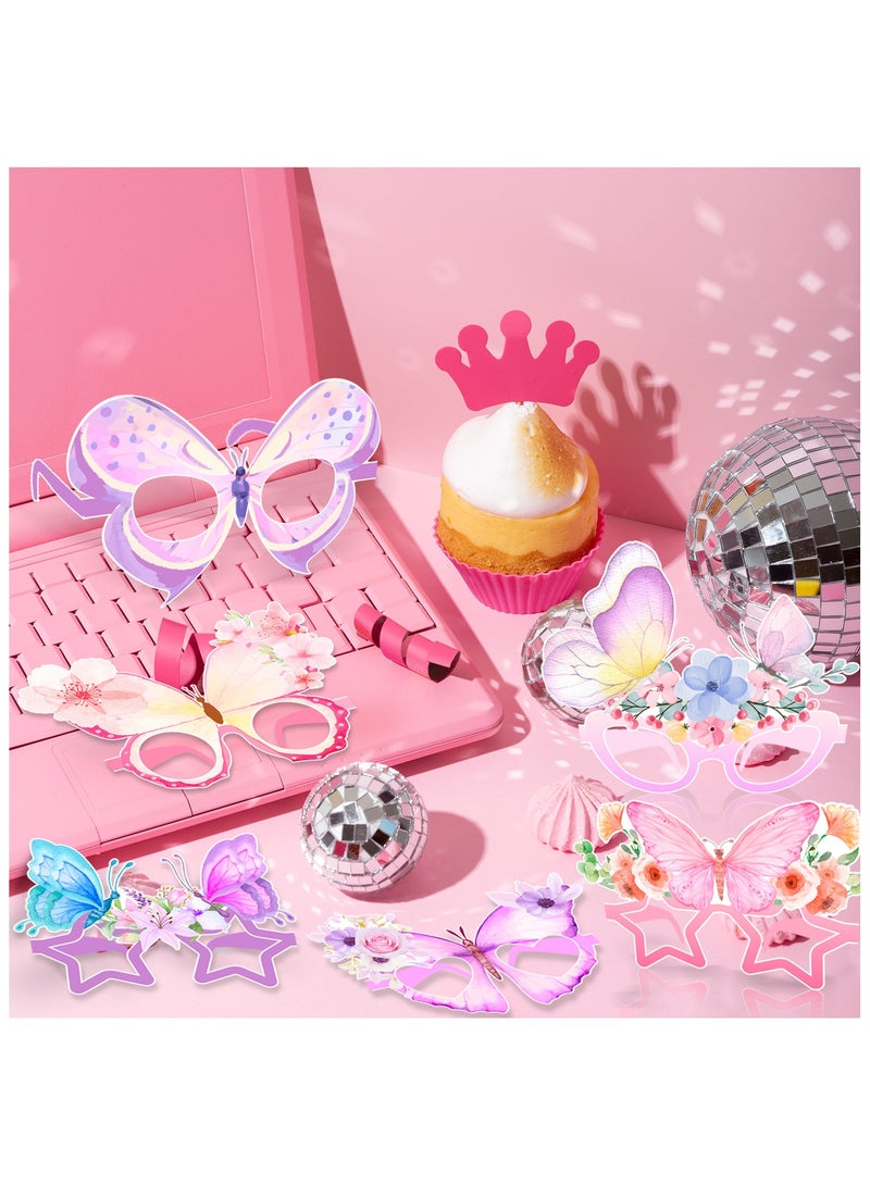 FRUITFUL PARTY Butterfly Party Paper Eyeglasses, 36pcs Spring Butterfly Theme Paper Party Glasses for Butterfly Photo Booth Props Butterfly Birthday Decorations Supplies - Image 5