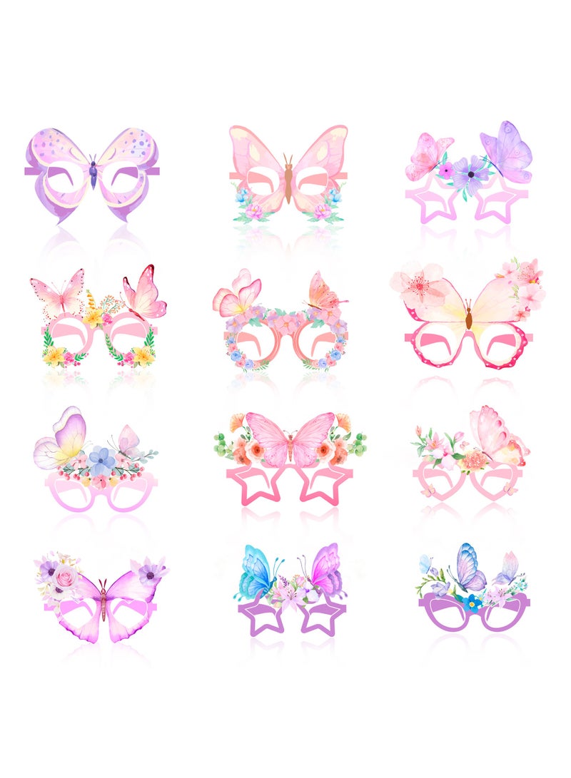 FRUITFUL PARTY Butterfly Party Paper Eyeglasses, 36pcs Spring Butterfly Theme Paper Party Glasses for Butterfly Photo Booth Props Butterfly Birthday Decorations Supplies - Image 1