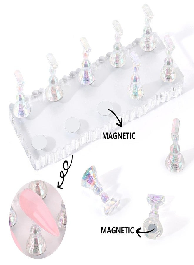acDesign 2Pcs Nail Stand for Press Ons Magnetic Acrylic Nail Stand With 100Pcs Reusable Putty， Crystal Holders Nail Stands for Nail Art Practice - Image 3
