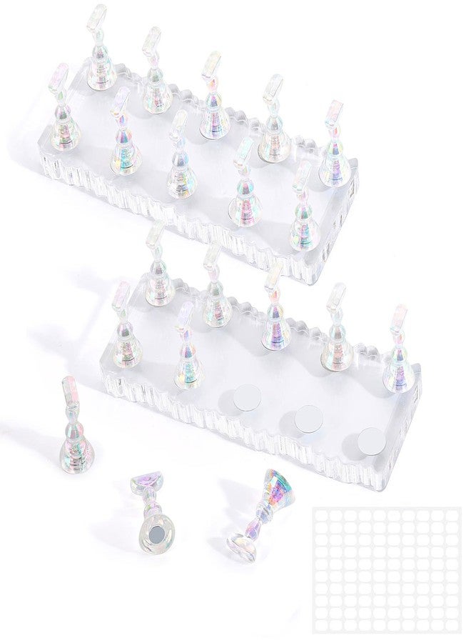 acDesign 2Pcs Nail Stand for Press Ons Magnetic Acrylic Nail Stand With 100Pcs Reusable Putty， Crystal Holders Nail Stands for Nail Art Practice - Image 1