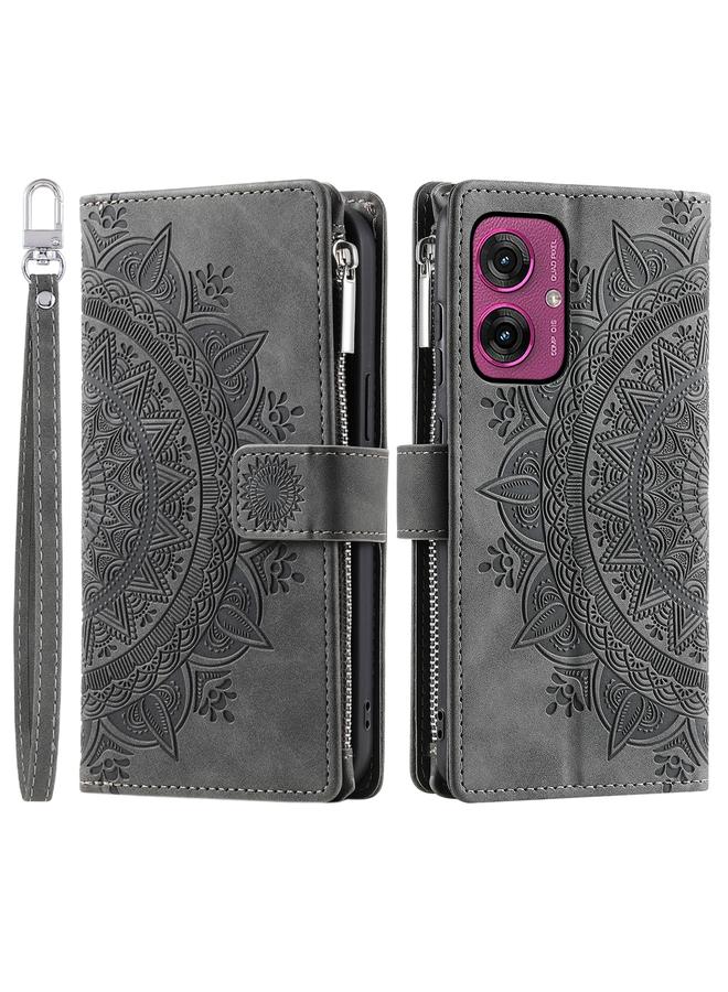 S-TOP Case For Motorola Moto G55 Multi-Card Totem Zipper Leather Phone Case - Image 1