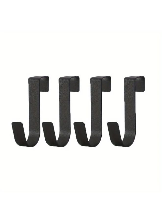 4 قطع خطافات سوداء متعددة الأغراض لخزانة المطبخ، شماعات للمعاطف والمناشف - Image 1