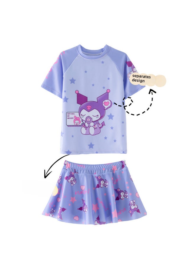 Loquat Children's Swimwear For Boys And Girls Split Quick-Dry Swimwear For Girls And Boys Children And Babies Cute Cartoon One-Piece Swimsuit-Color:875-3 Powder Lomi- - Image 3