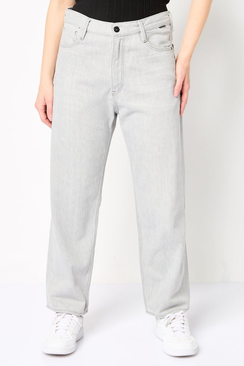 G-Star RAW Women Loose Fit Washed Straight Leg Jeans, Light Grey - Image 1