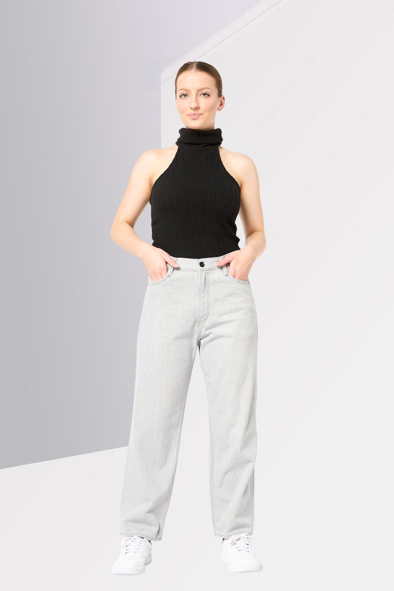 G-Star RAW Women Loose Fit Washed Straight Leg Jeans, Light Grey - Image 2