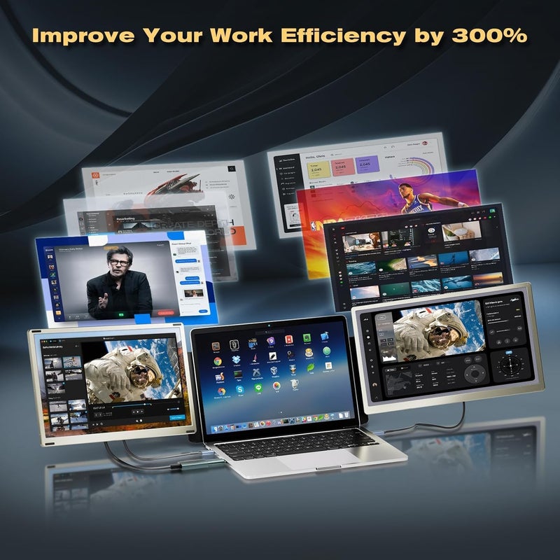 TeamGee 15.6" Laptop Screen Extender | Portable Monitor for 13-17” Mac/Windows Laptops | 120% sRGB FHD, Metal Stand, 235° Rotation, Ideal for Hybrid Work - Image 3